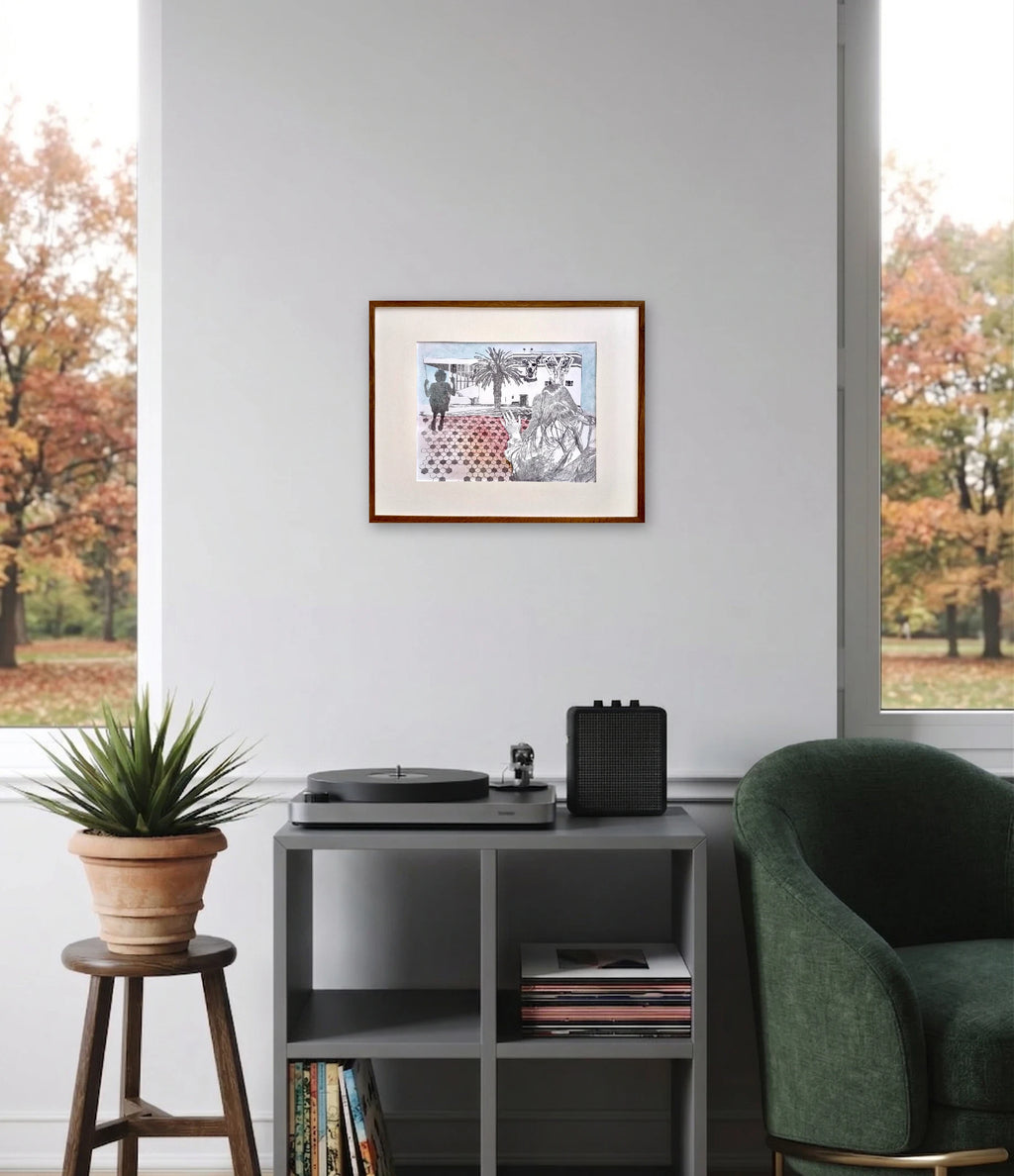 The artwork, Heaven Had No Part, by Ray Borchers, displayed in a room.