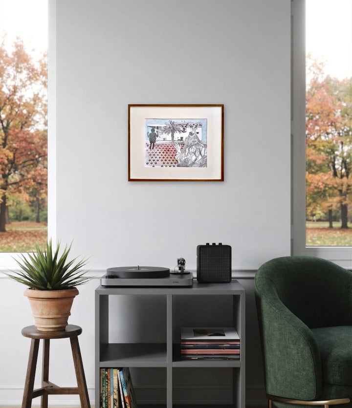 The artwork, Heaven Had No Part, by Ray Borchers, displayed in a room.