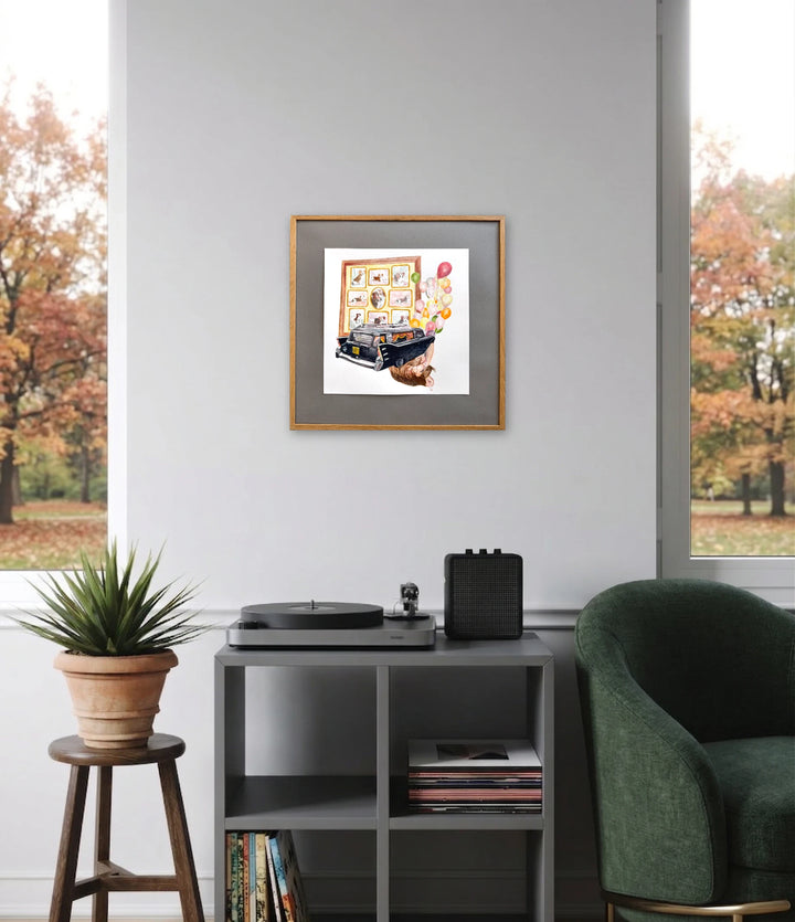 The artwork, Hell of a Time, by Ray Borchers, displayed in a room.