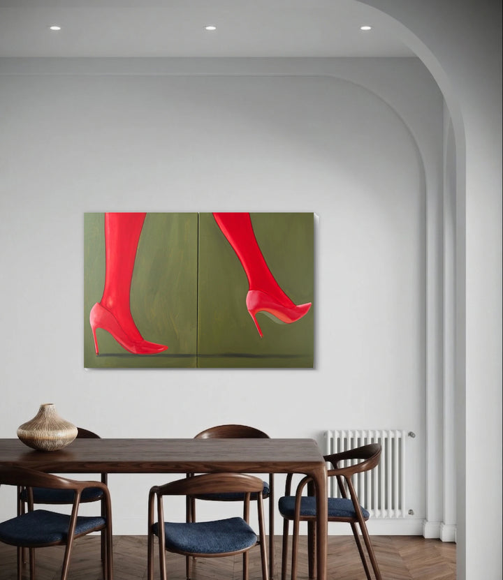 The artwork, Red step , by Anastasia Korsakova, displayed in a room.