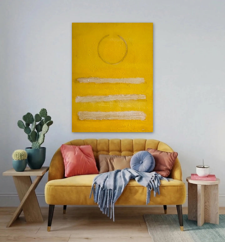 The artwork, Solar Measure, by Stella Michaels, displayed in a room.