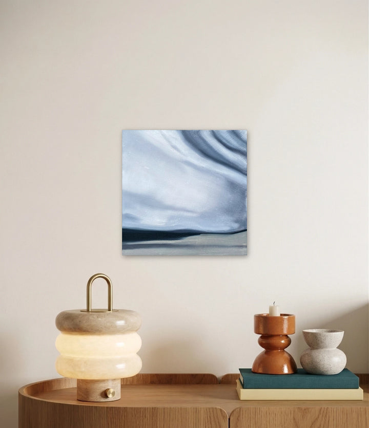 The artwork, Study of a Sheet - Saturday, by Jessica Preble, displayed in a room.