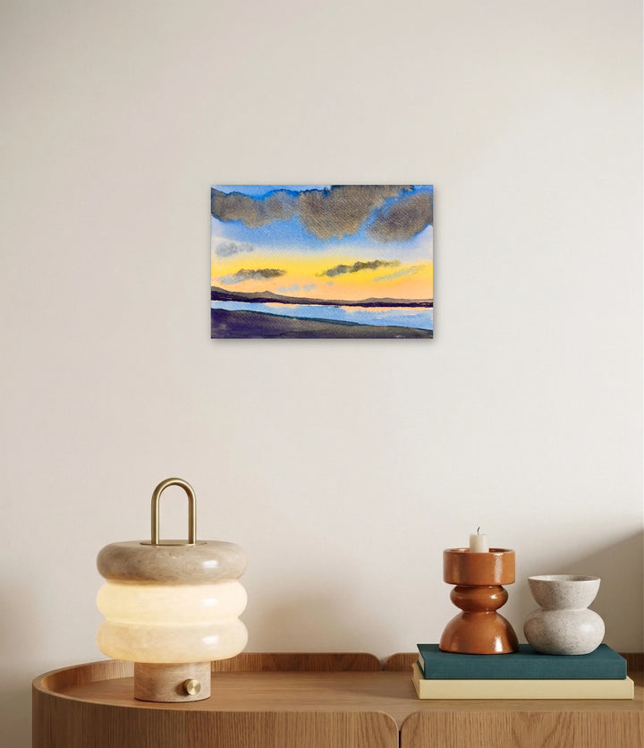 The artwork, Sunset, by Melanie Kozol, displayed in a room.