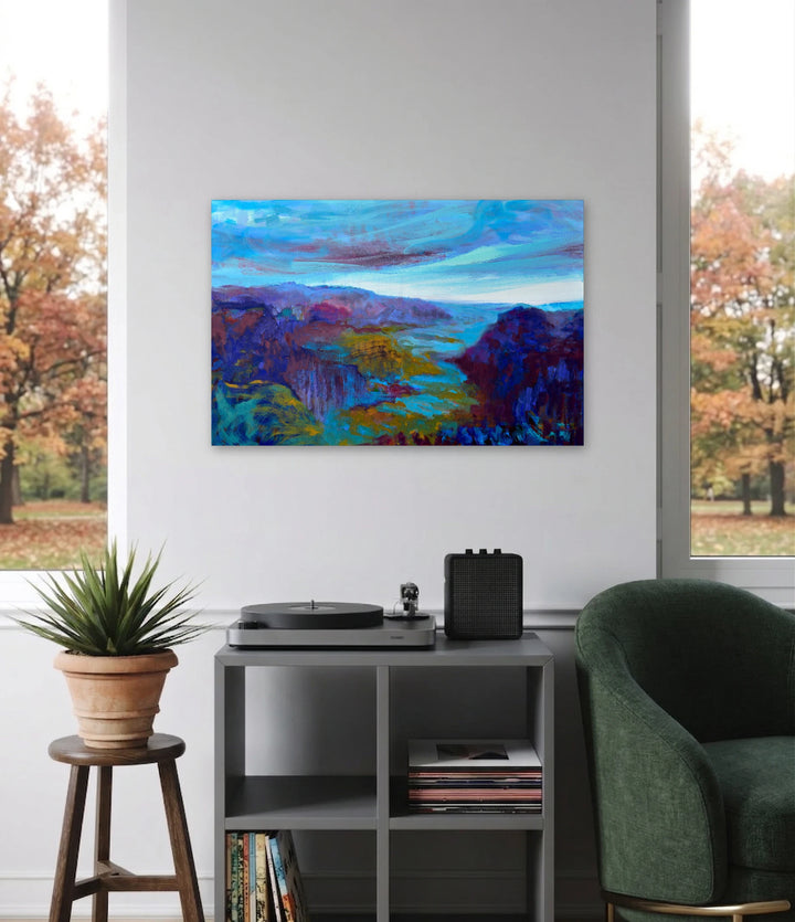 The artwork, Waimea Canyon, by Melanie Kozol, displayed in a room.