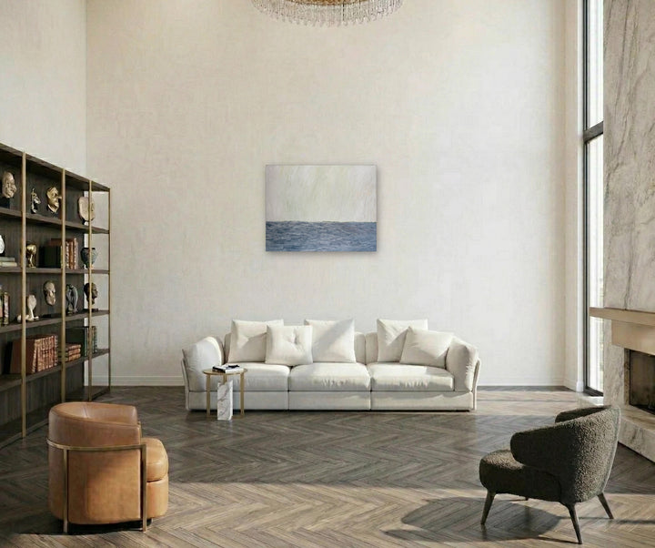 The artwork, Winter, by Francie Lyshak, displayed in a room.