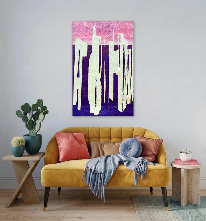 The artwork, Mount Olympus, by Stella Michaels, displayed in a room.