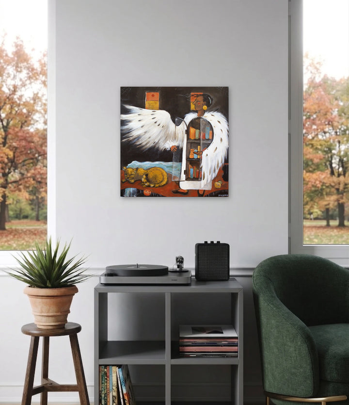 The artwork, A Pandora's Box, by Dara Theodora, displayed in a room.