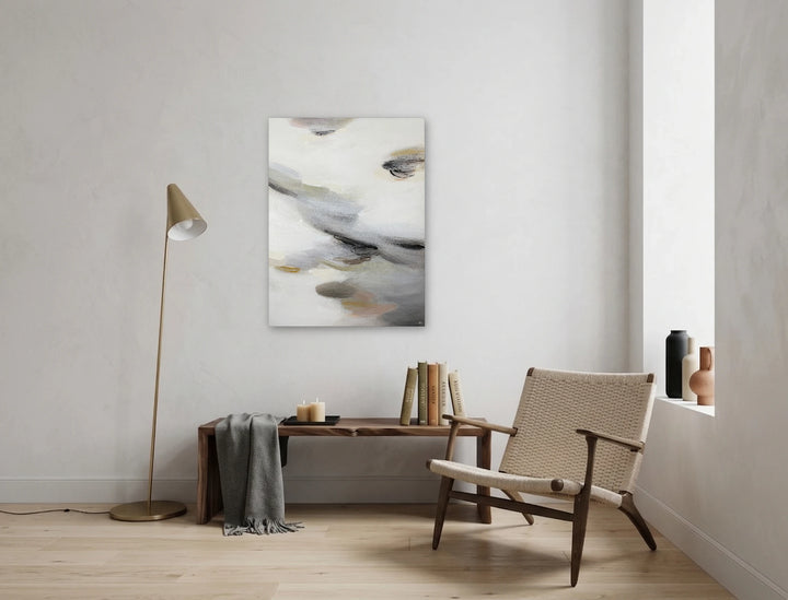 The artwork, Wings You've Grown 1, by Terri Dilling, displayed in a room.