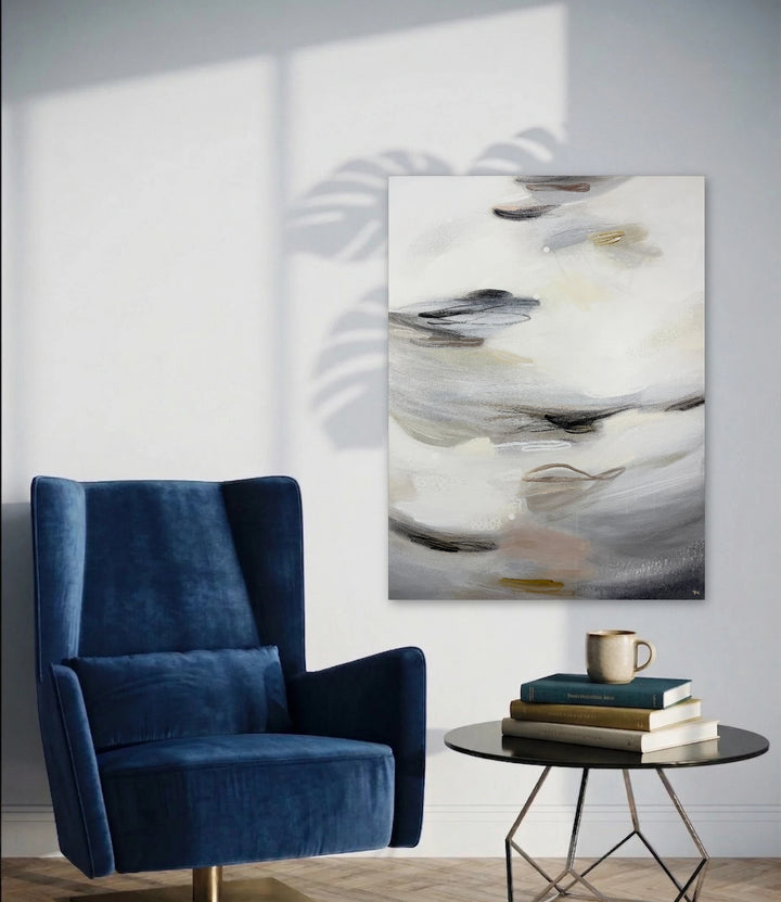 The artwork, Wings You've Grown 2, by Terri Dilling, displayed in a room.