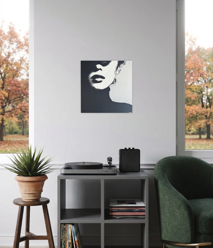 The artwork, French Beauty, by Claudia Sauter, displayed in a room.