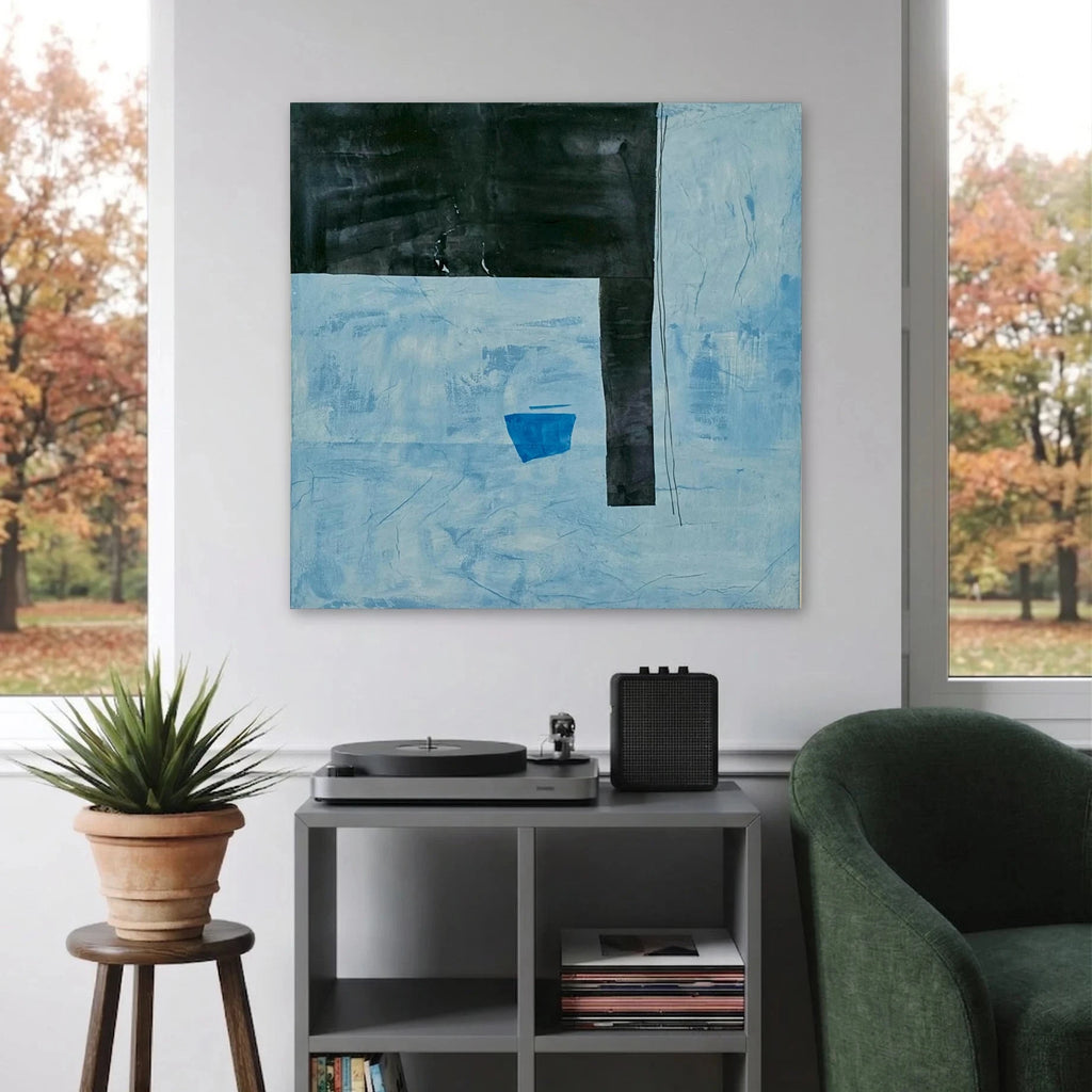 Dark Gray on Blue With Lines