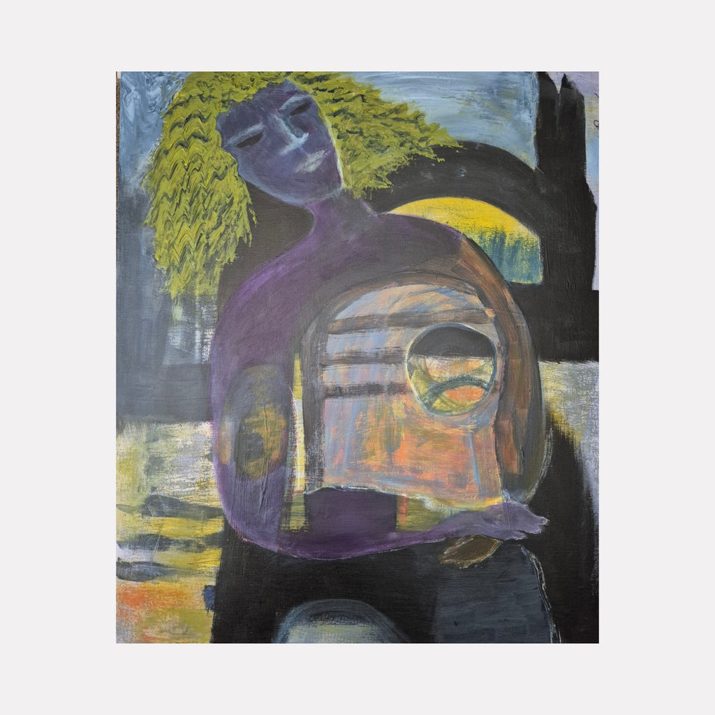 Seated Woman Blue Orange Green