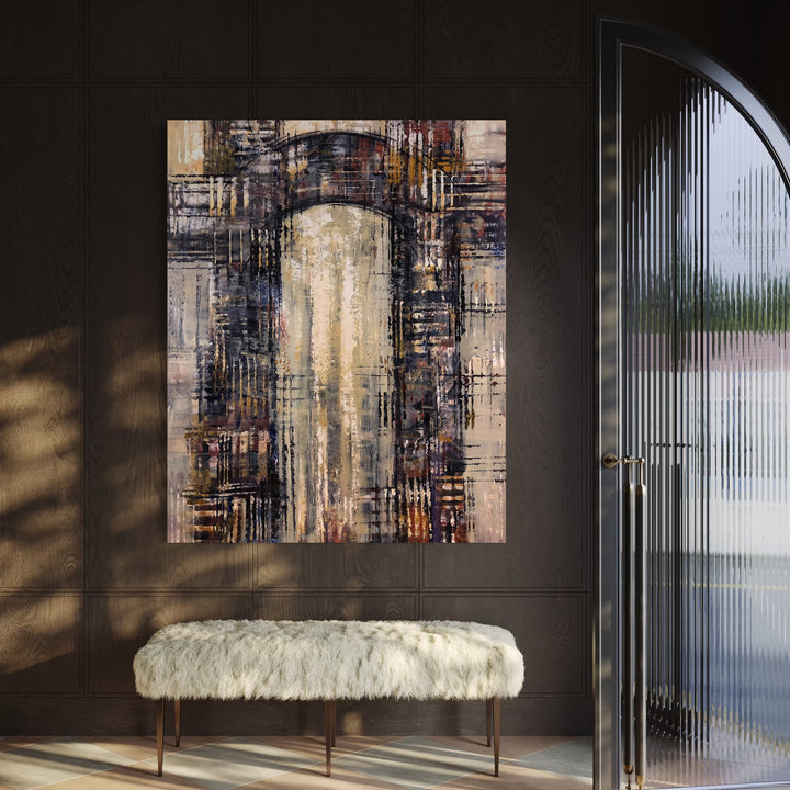 The artwork, Archaeo-Logica XII, by David Quentin Sheldon, displayed in a room.