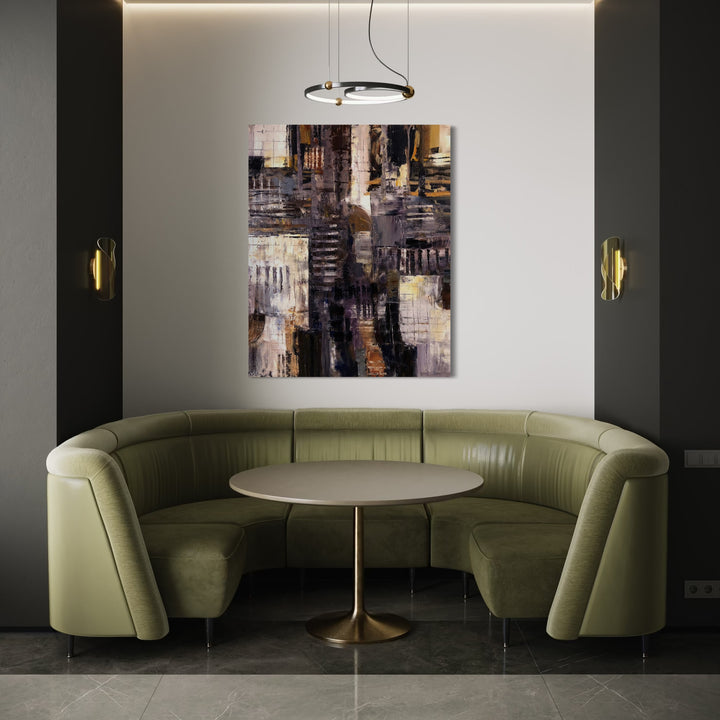 The artwork, Archaeo-Logica I, by David Quentin Sheldon, displayed in a room.