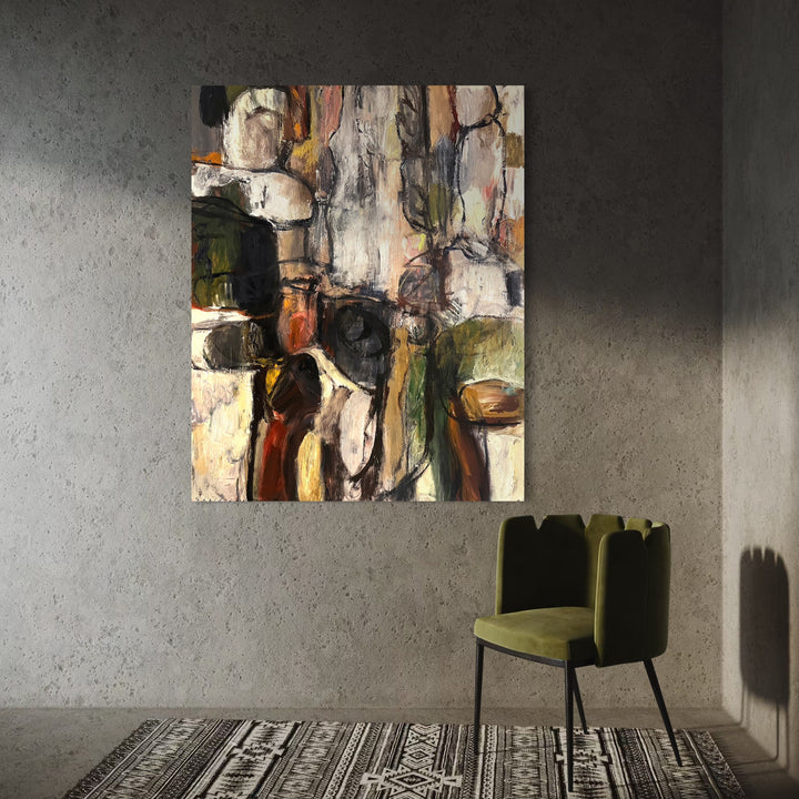 The artwork, Landscape with Hidden Figures, by David Quentin Sheldon, displayed in a room.