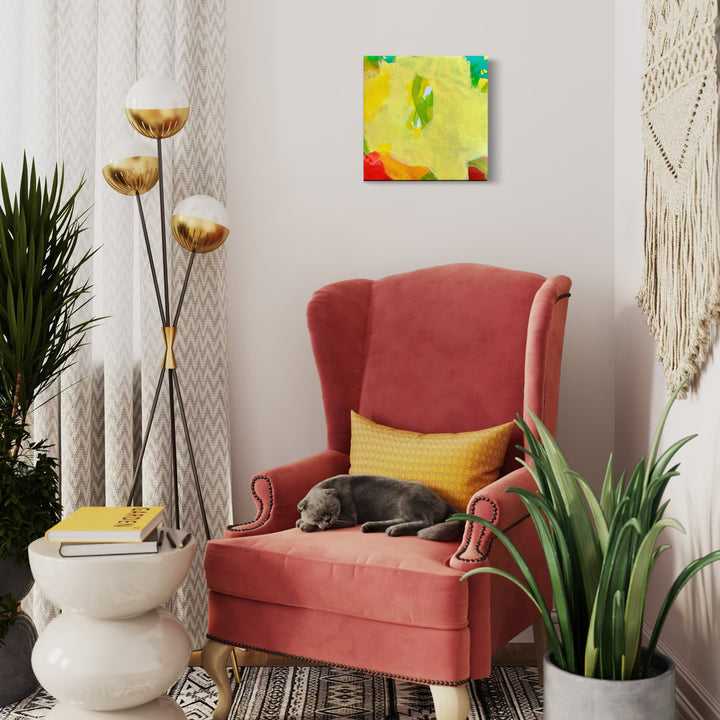 The artwork, (R)evolution no. 1, by Ann Tracy, displayed in a room.