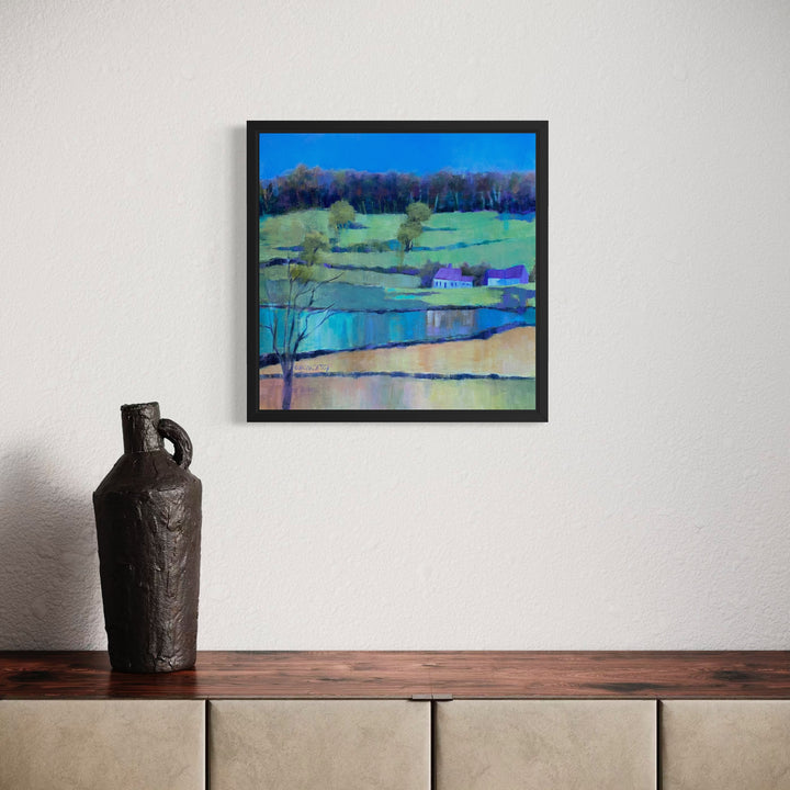 The artwork, Early Spring in Wales, by Kristin Stashenko, displayed in a room.