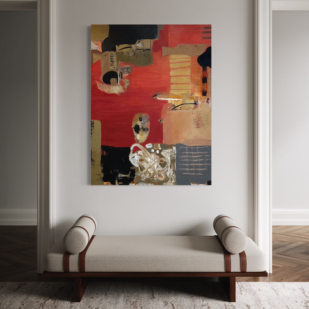 The artwork, Promenade, by Diane Lounsberry-Williams, displayed in a room.