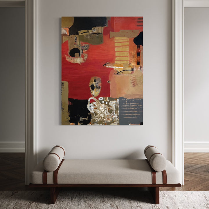 The artwork, Promenade, by Diane Lounsberry-Williams, displayed in a room.