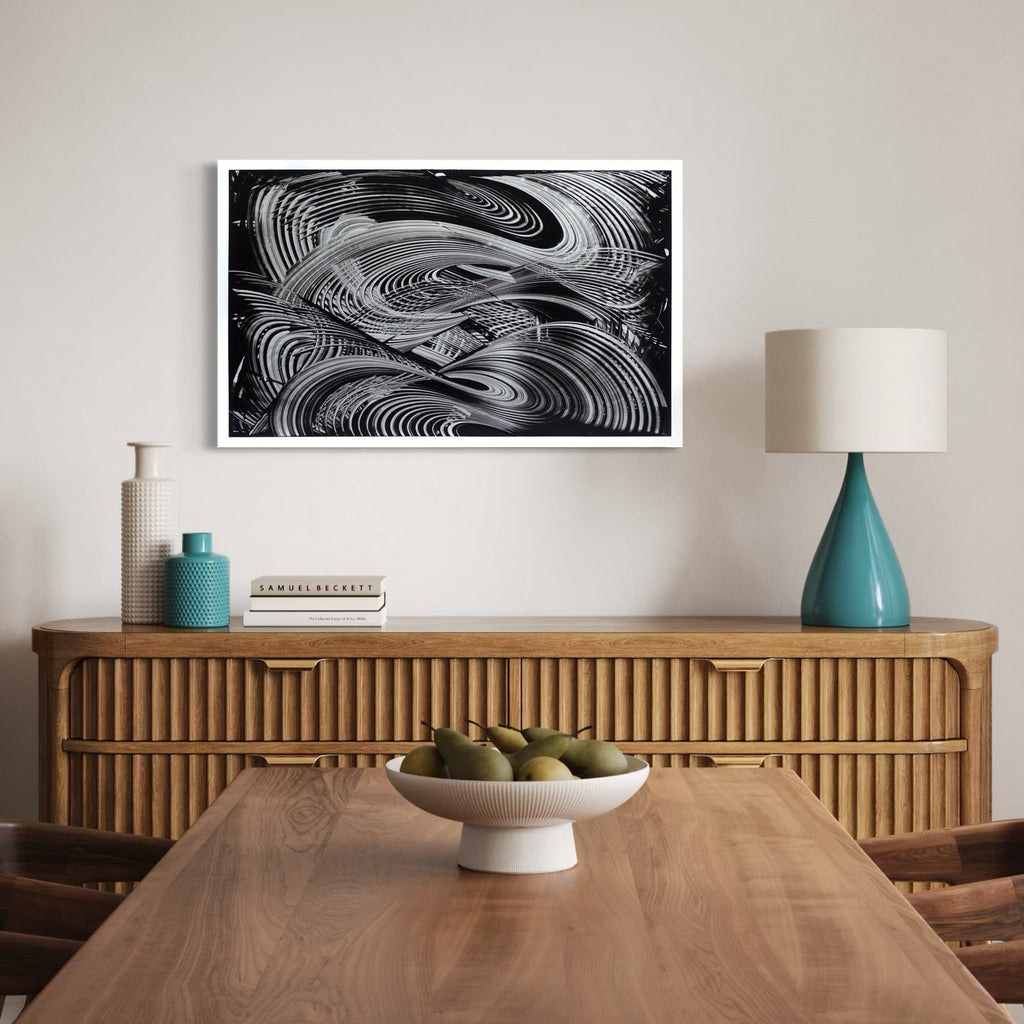 The artwork, 220619, by John Cox, displayed in a room.