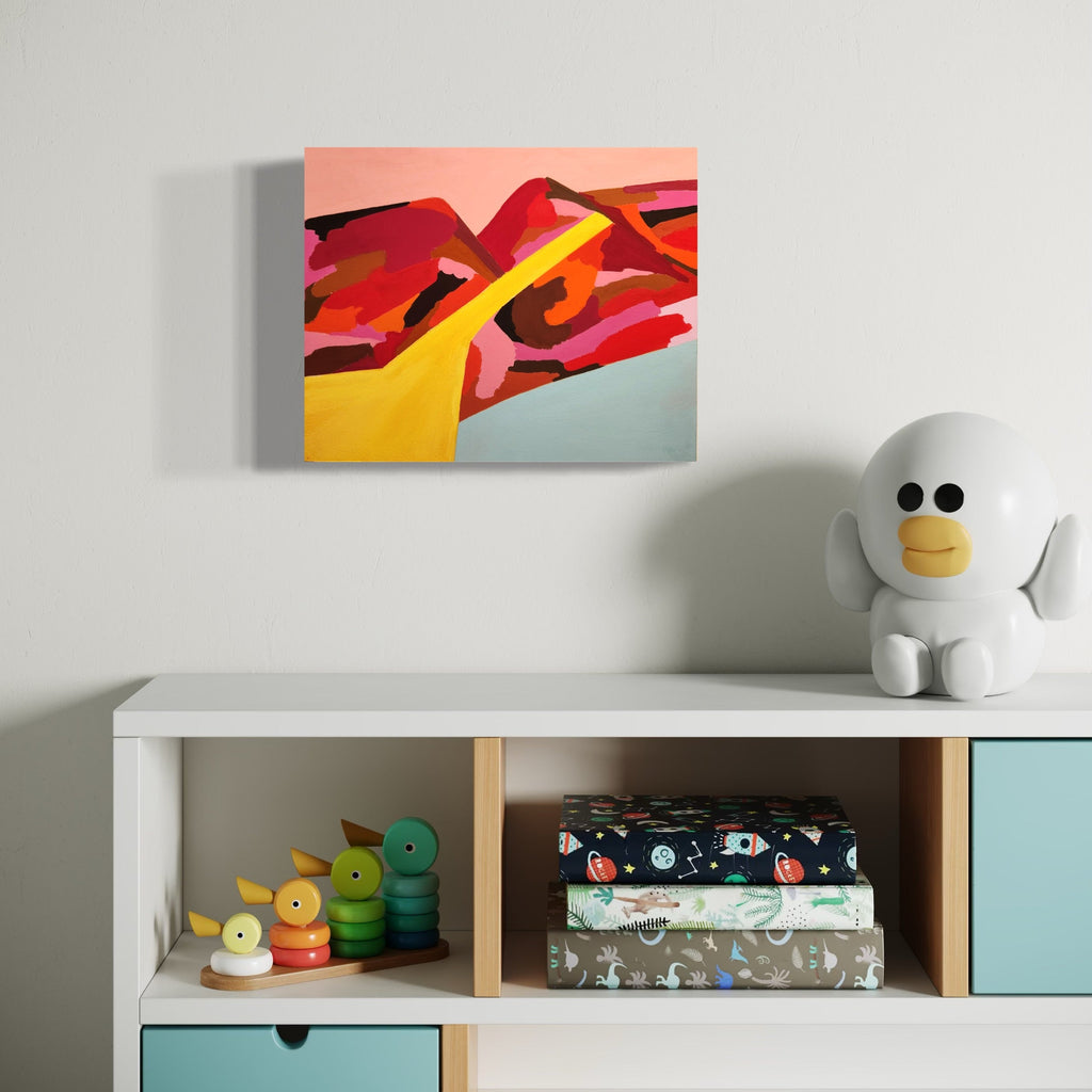 The artwork, 2, by Joanie Flickinger, displayed in a room.