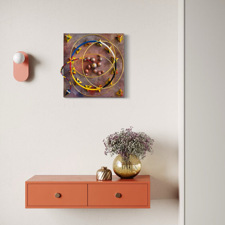 The artwork, 3 Ring Circus, by Richard Alpert, displayed in a room.