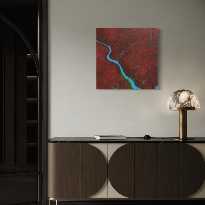 The artwork, 51 Square Miles, by Anne Cherubim, displayed in a room.