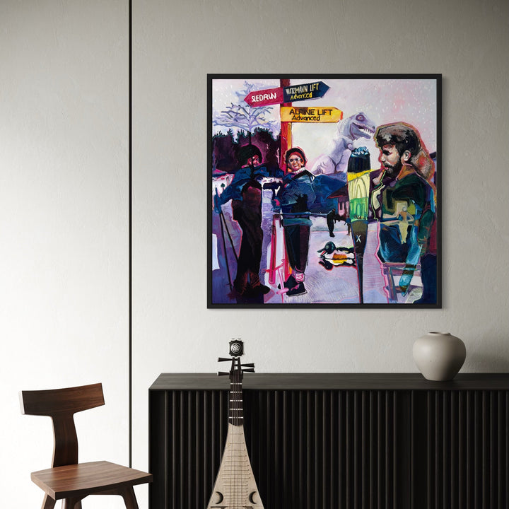 The artwork, ARCHIVAL MEMORY 12- SNOW DAY, by Griffin Cordell, displayed in a room.