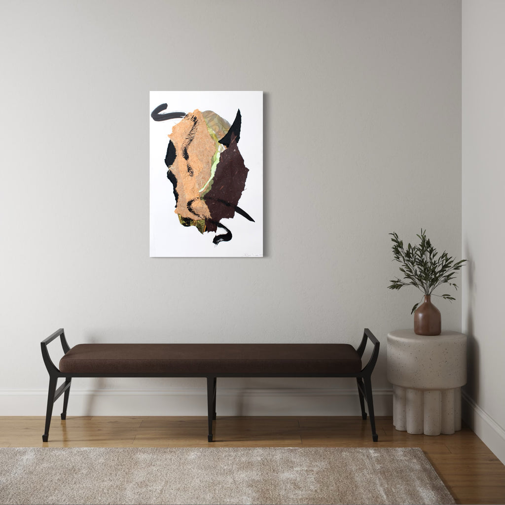 The artwork, ARROWHEAD , by Diane Love, displayed in a room.