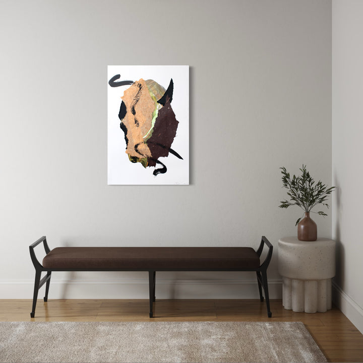 The artwork, ARROWHEAD , by Diane Love, displayed in a room.