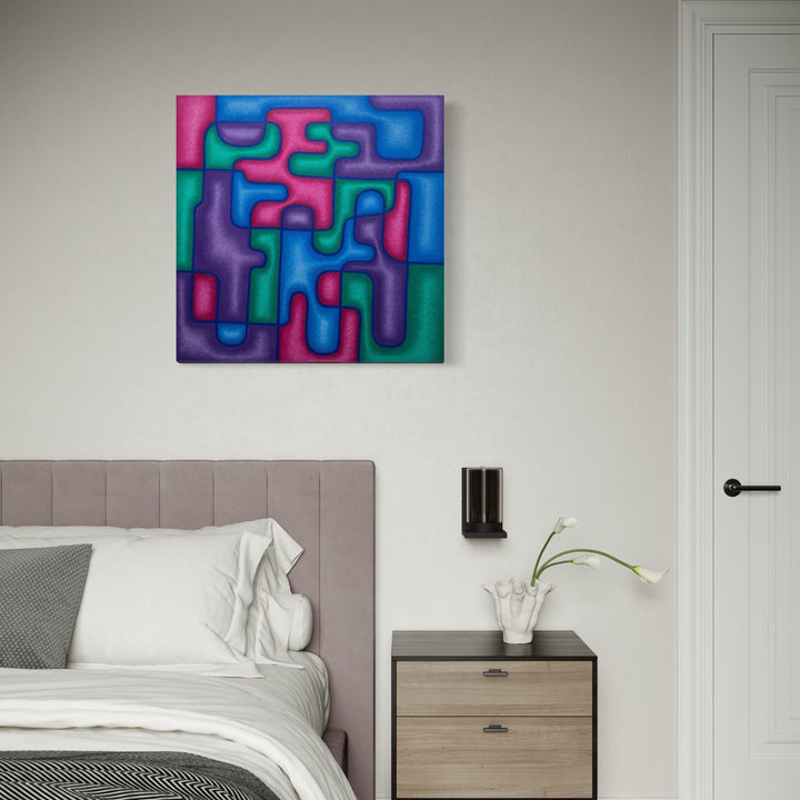 The artwork, A Collective of Chance, by Joe Piscopia, displayed in a room.