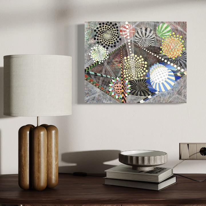 The artwork, A Gathering of Matter, by Amy Cheng, displayed in a room.