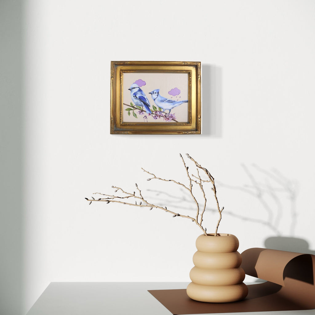 The artwork, A Home in the Woods, by Carlos Gamez de Francisco, displayed in a room.