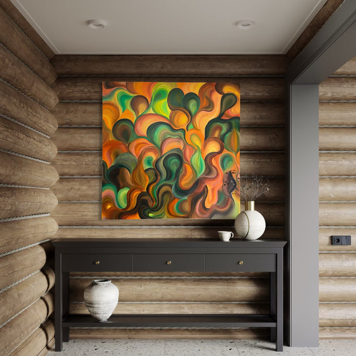 The artwork, A New Vibration, by Kim Rosebud, displayed in a room.