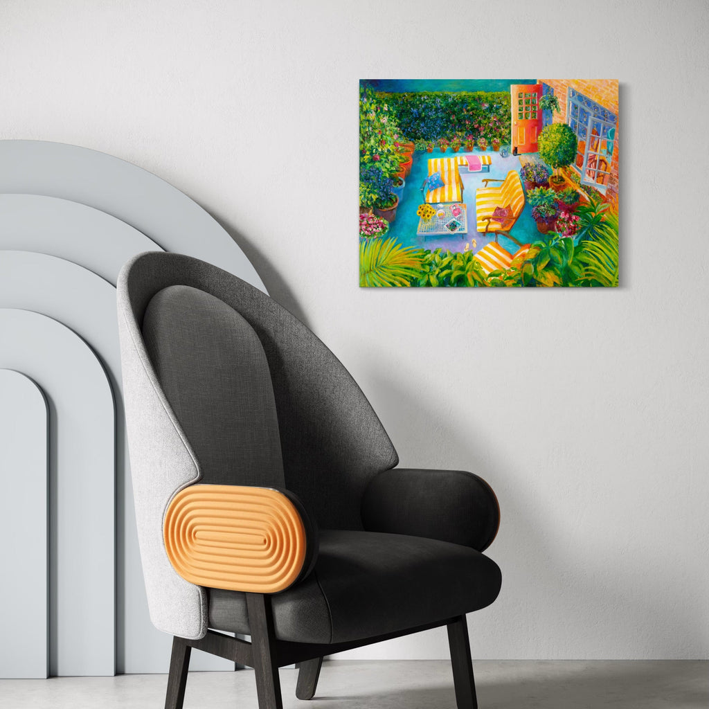 The artwork, A Secret Garden in NYC, by Roxa Smith, displayed in a room.