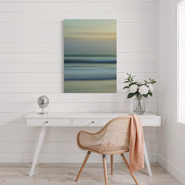 The artwork, Abalone Cove Sunset, by Neil Shapiro, displayed in a room.