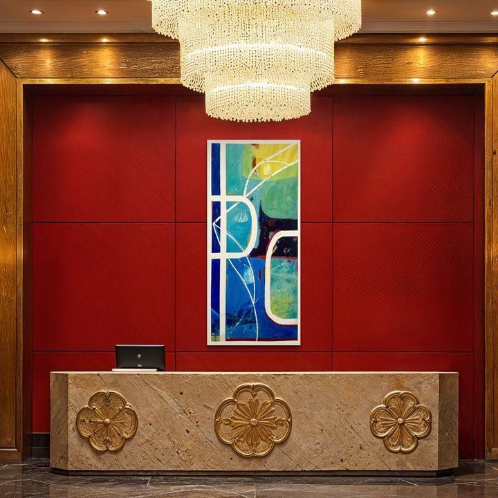 The artwork, Abstract 22.25, by Owen Brown, displayed in a room.