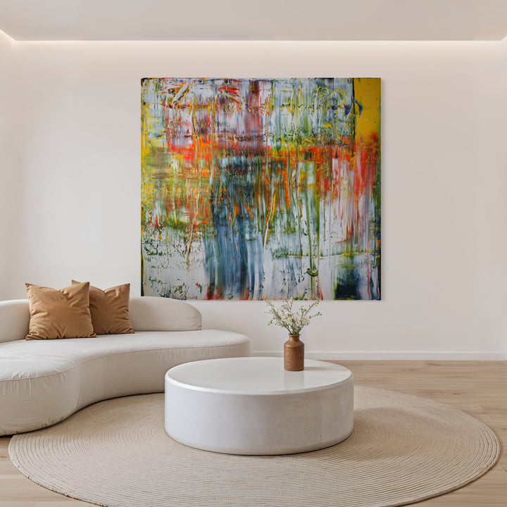 The artwork, Abstract with some abstract, by Harry Moody, displayed in a room.