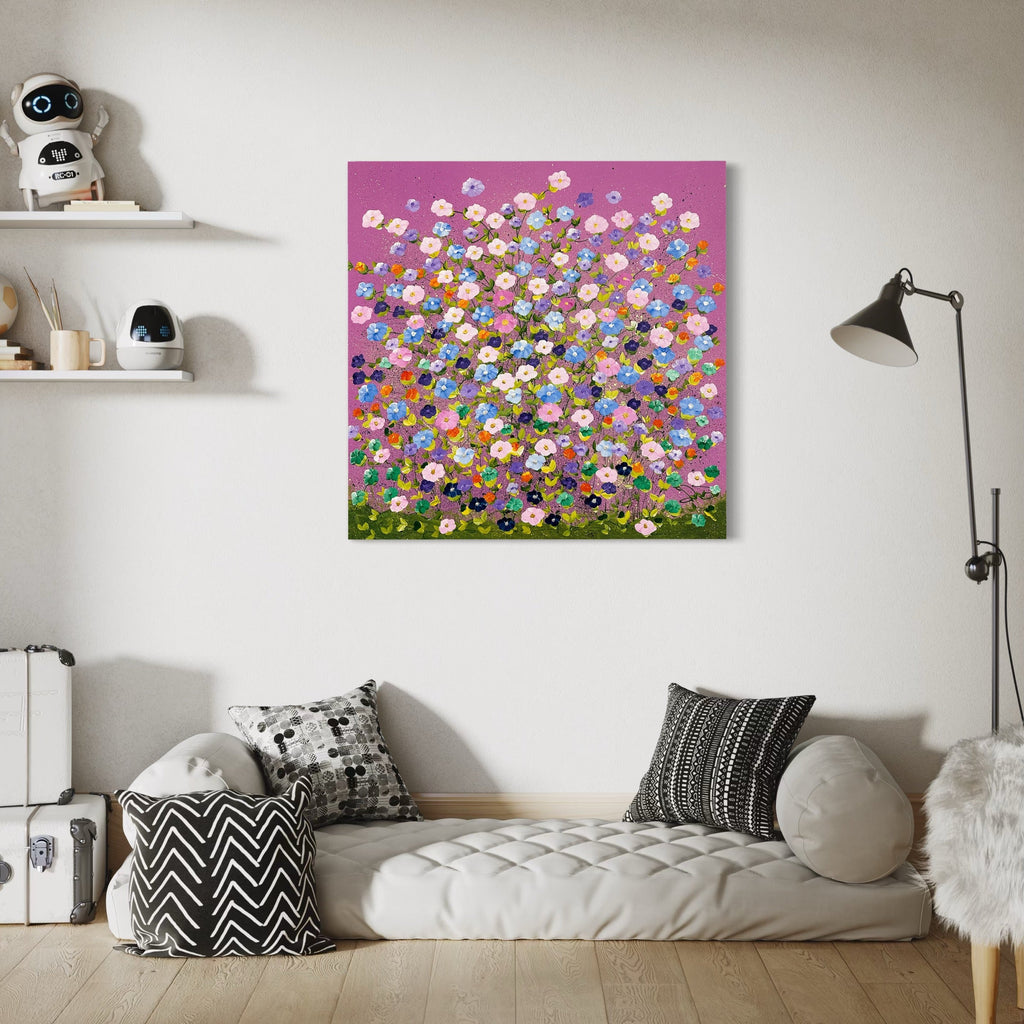 The artwork, Abundant Happiness, by Dorothea Sandra, displayed in a room.
