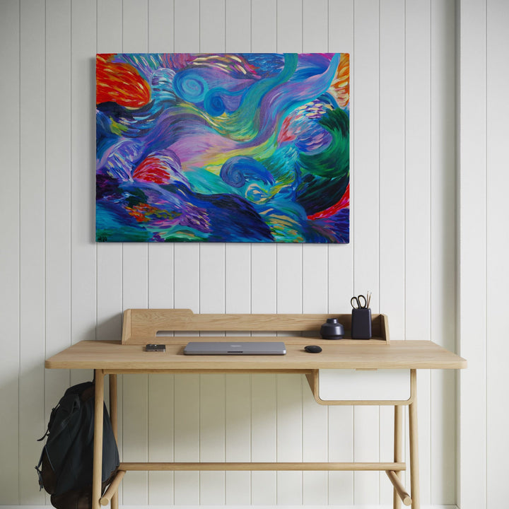 The artwork, Adapt, by Kim Rosebud, displayed in a room.