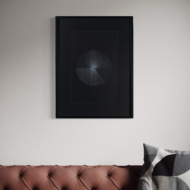 The artwork, Algorithmic Textures (#11), by Craftwork, displayed in a room.