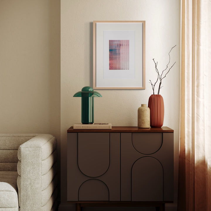 The artwork, Algorithmic Textures (#5), by Craftwork, displayed in a room.