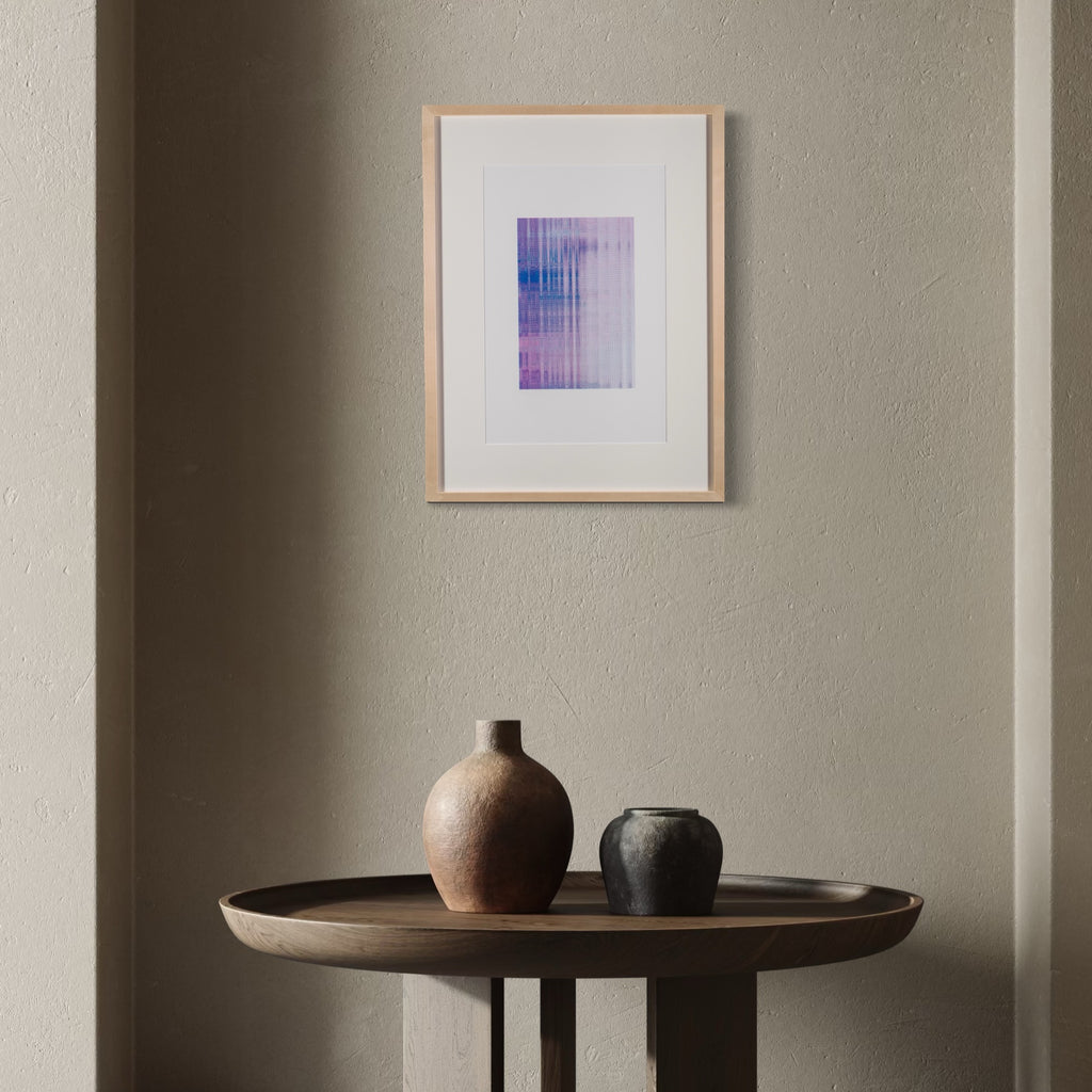 The artwork, Algorithmic Textures (#7), by Craftwork, displayed in a room.