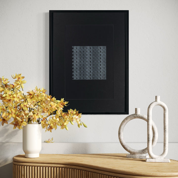 The artwork, Algorithmic Textures (#9), by Craftwork, displayed in a room.