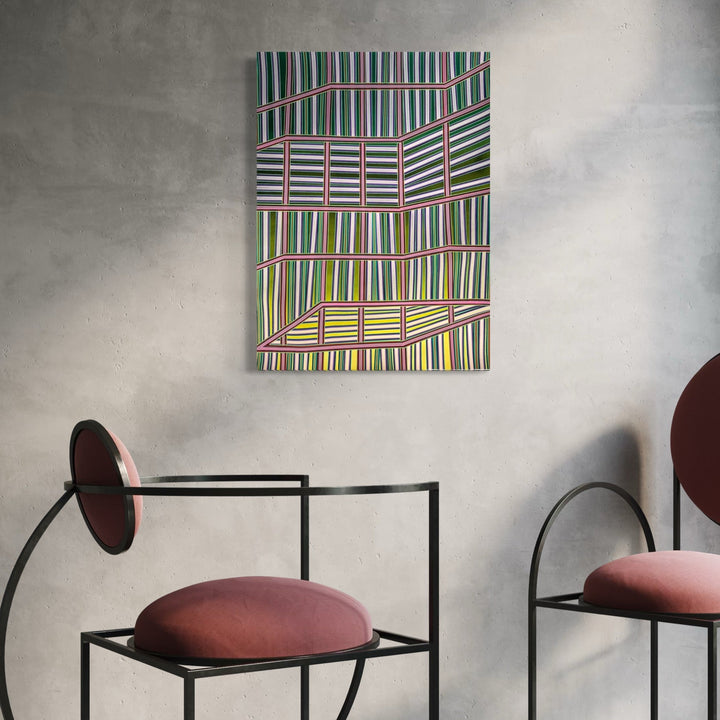 The artwork, All Over Again, by Elyce Abrams, displayed in a room.