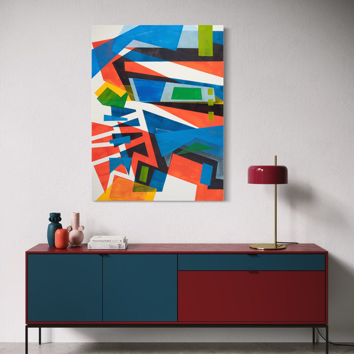 The artwork, All That Jazz , by Lisa Petker Mintz, displayed in a room.