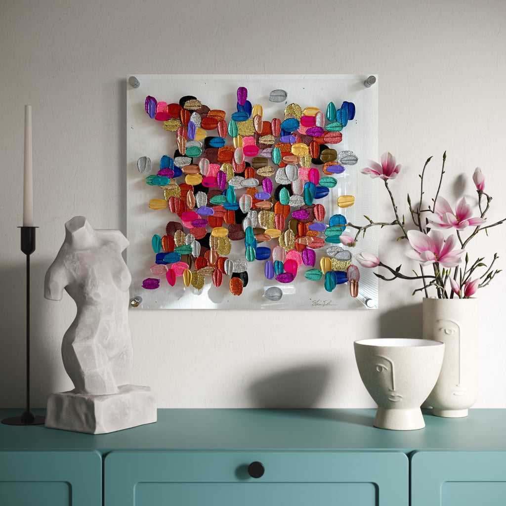 The artwork, All That Shines, by Shiri Phillips, displayed in a room.