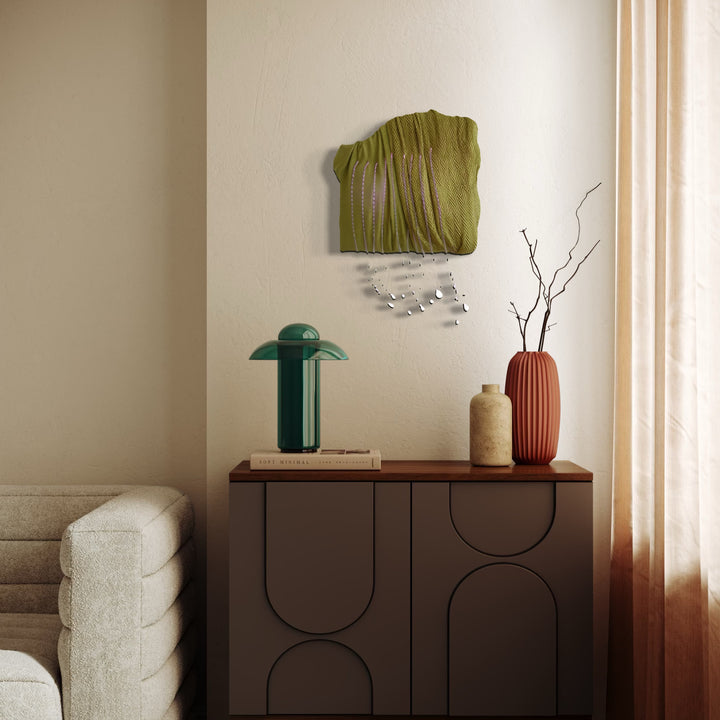 The artwork, Ancient Futures (bug #4), by Craftwork, displayed in a room.