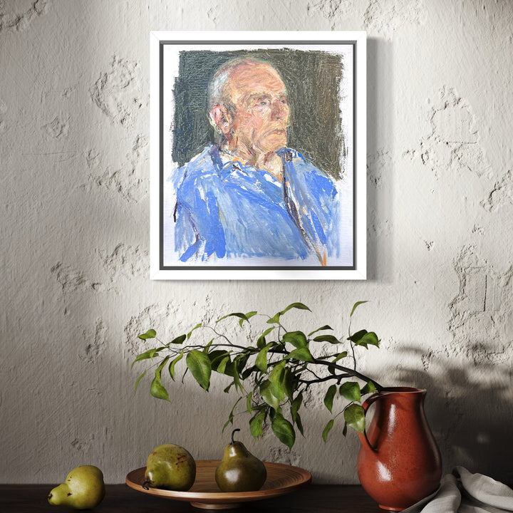 The artwork, Andy's Head, by Catherine Webb, displayed in a room.