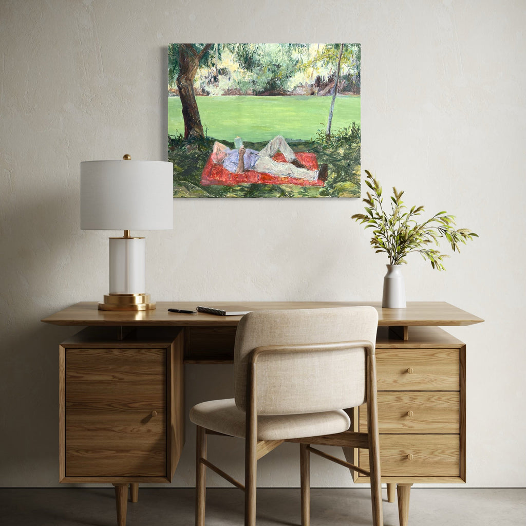 The artwork, Andy sur Seine, by Catherine Webb, displayed in a room.